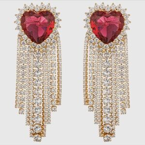 Private Label Red and Gold Heart Crystal Earrings